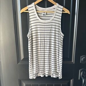 Cabi ATC BBQ Tank Top.  Flowy.  White with black stripes.  Women’s size small.